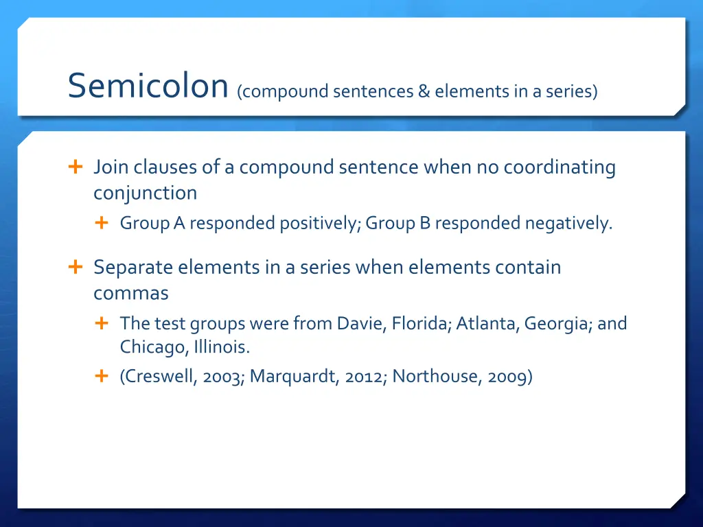 semicolon compound sentences elements in a series