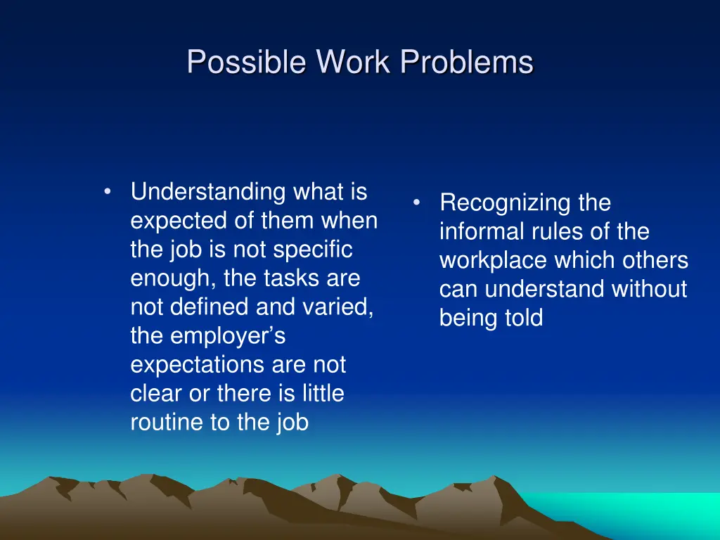 possible work problems