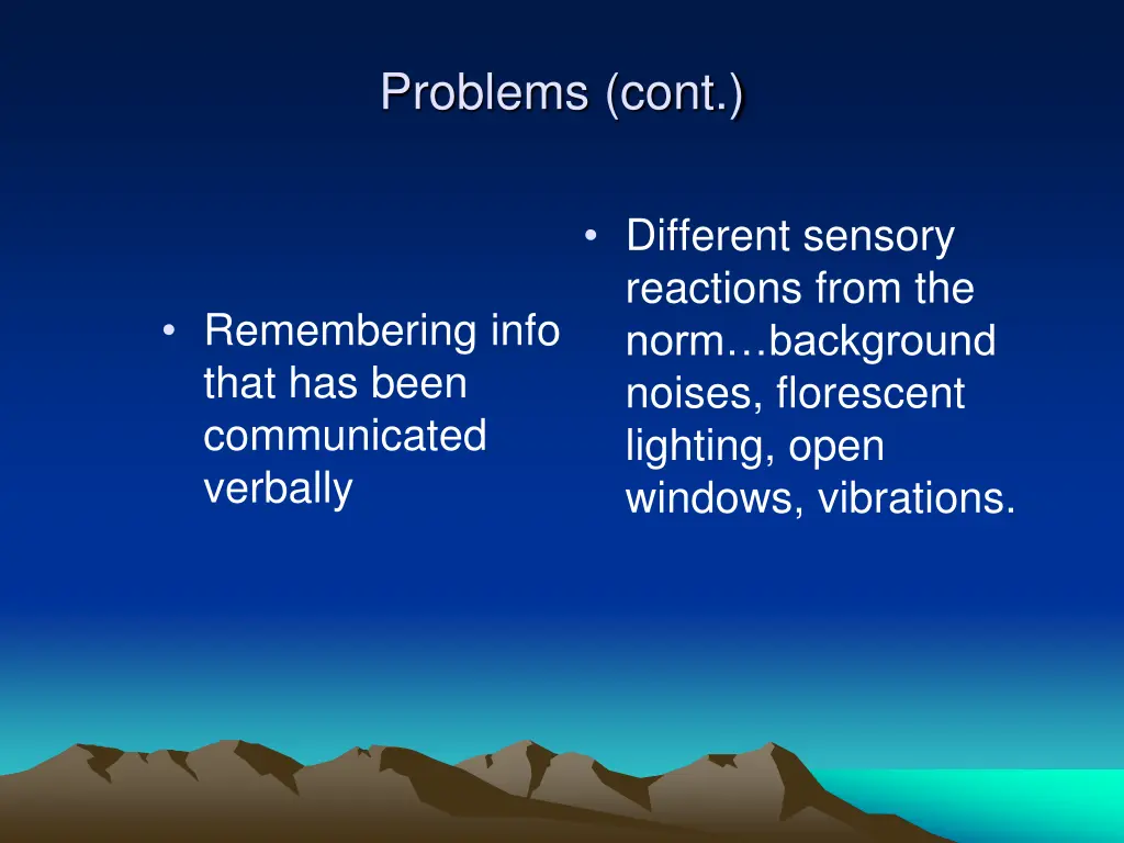 problems cont