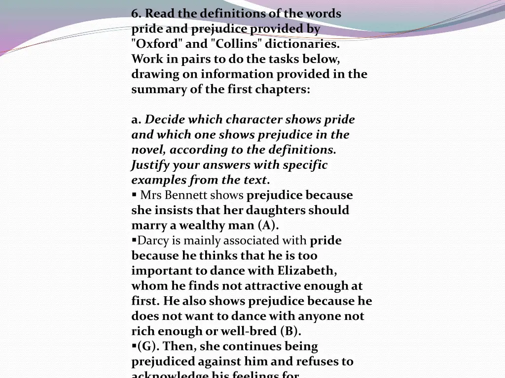 6 read the definitions of the words pride
