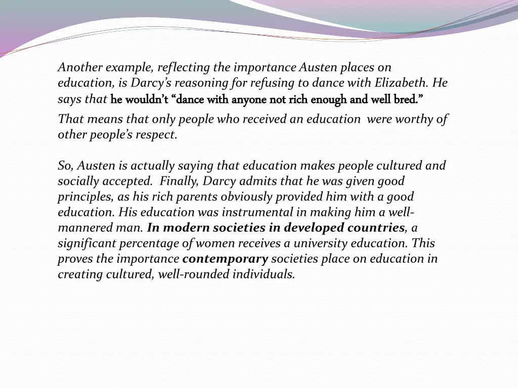 another example reflecting the importance austen
