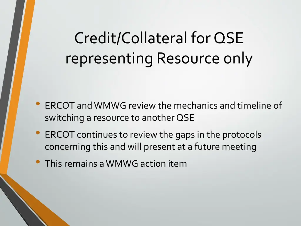 credit collateral for qse representing resource