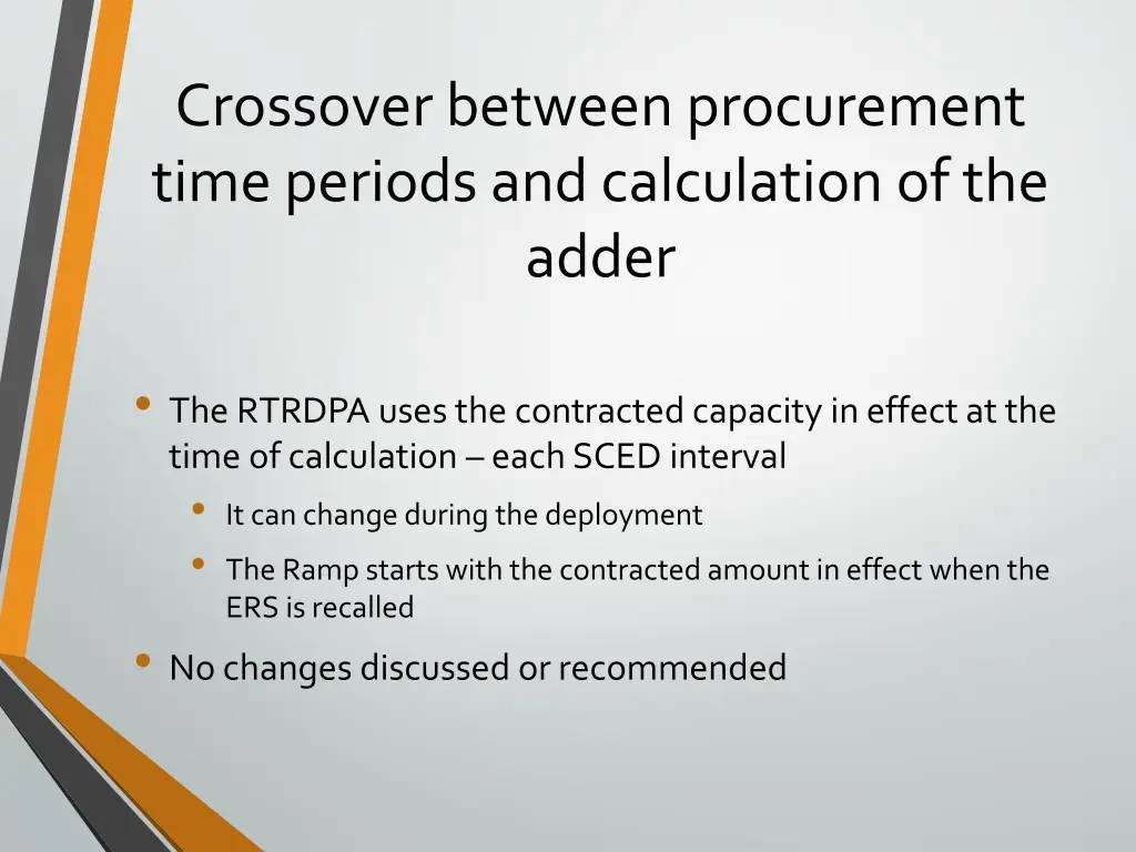 crossover between procurement time periods
