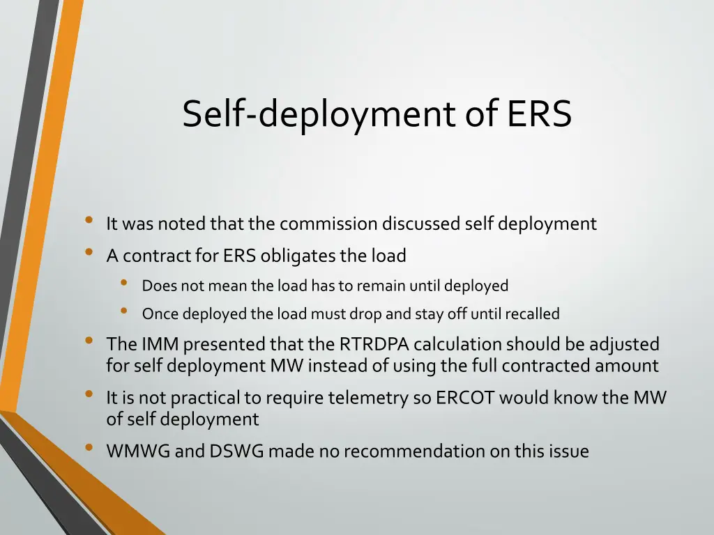 self deployment of ers