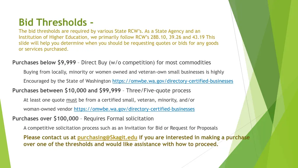 bid thresholds the bid thresholds are required