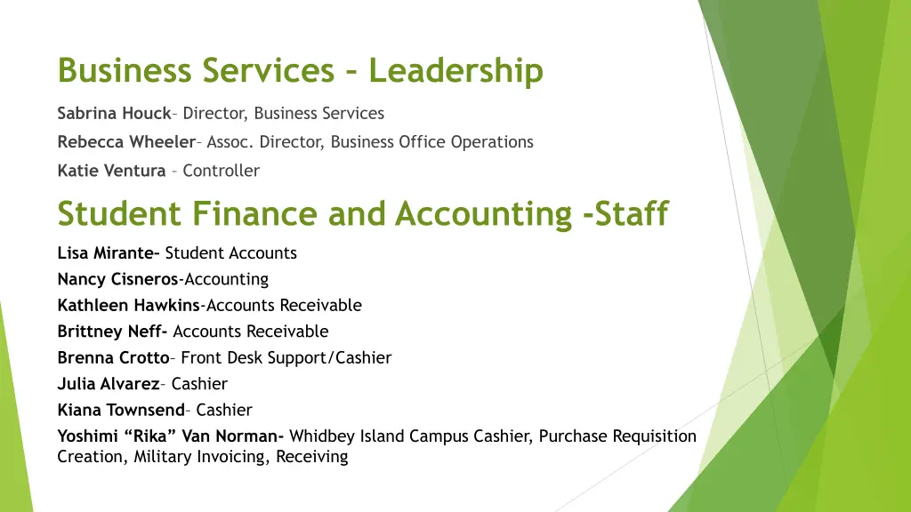 business services leadership