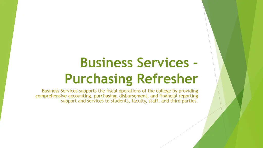business services purchasing refresher business