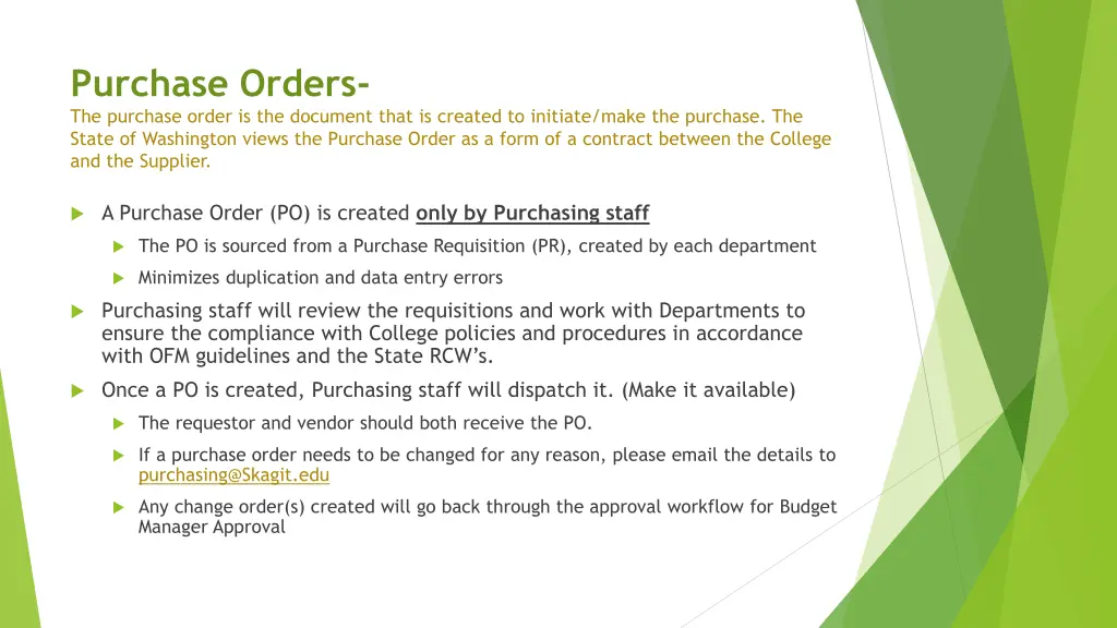 purchase orders the purchase order