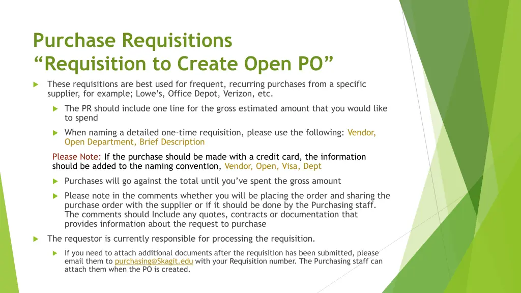 purchase requisitions requisition to create open