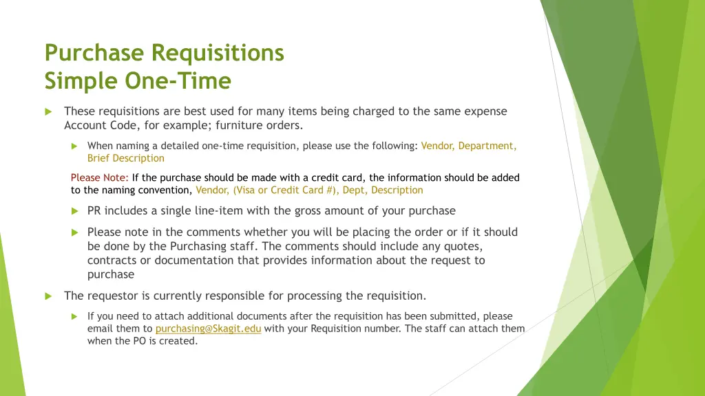 purchase requisitions simple one time