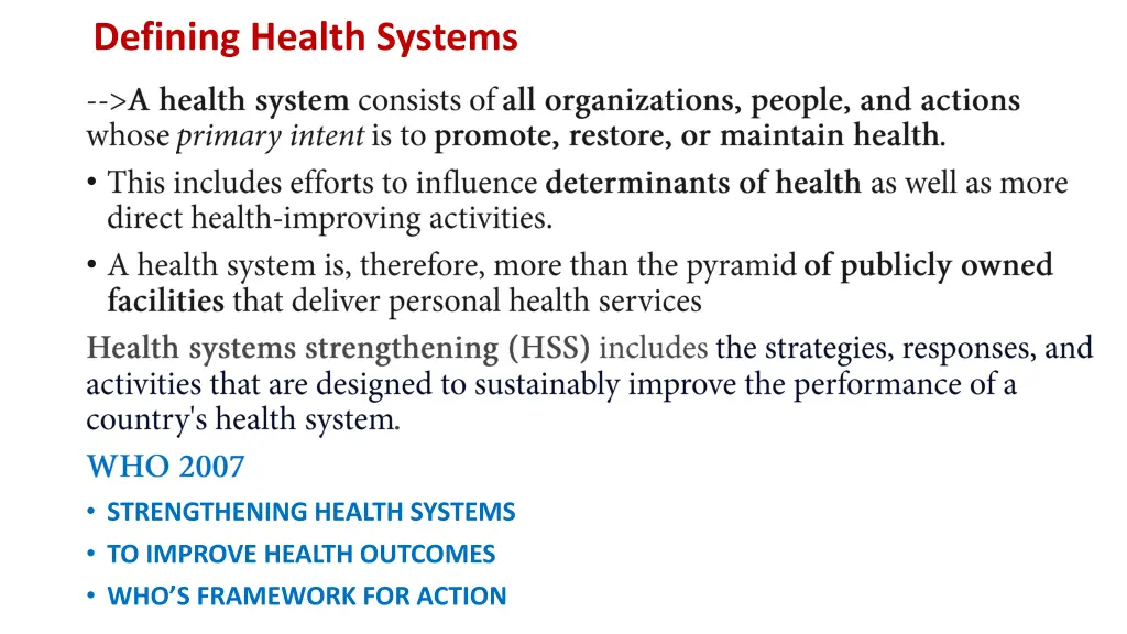 defining health systems