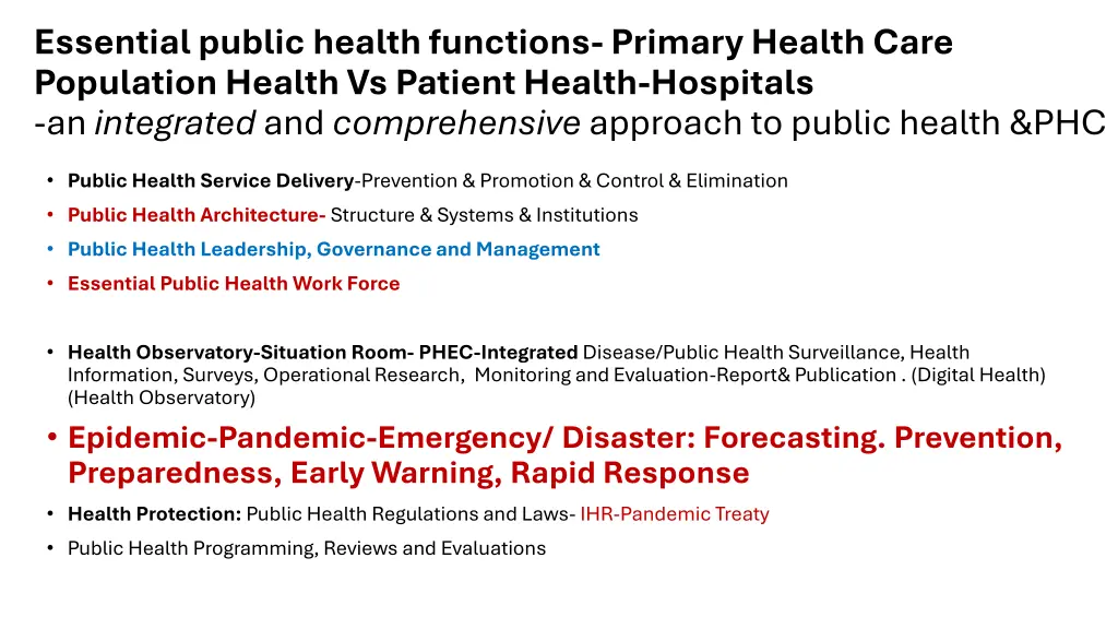 essential public health functions primary health