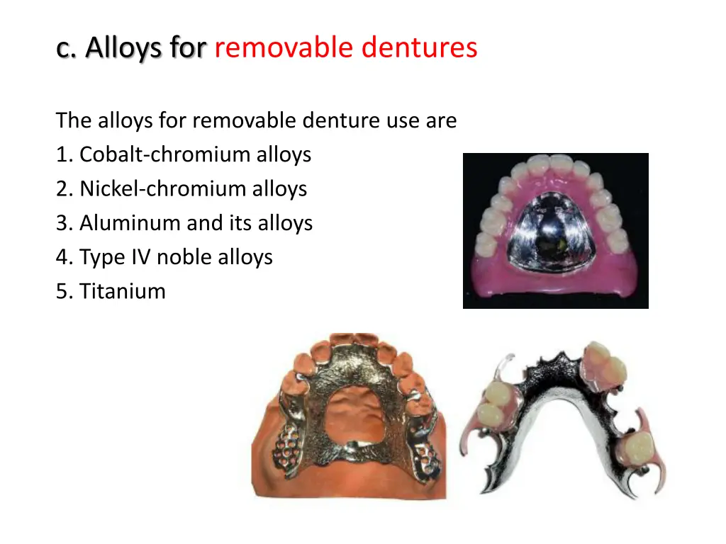 c alloys for removable dentures 1