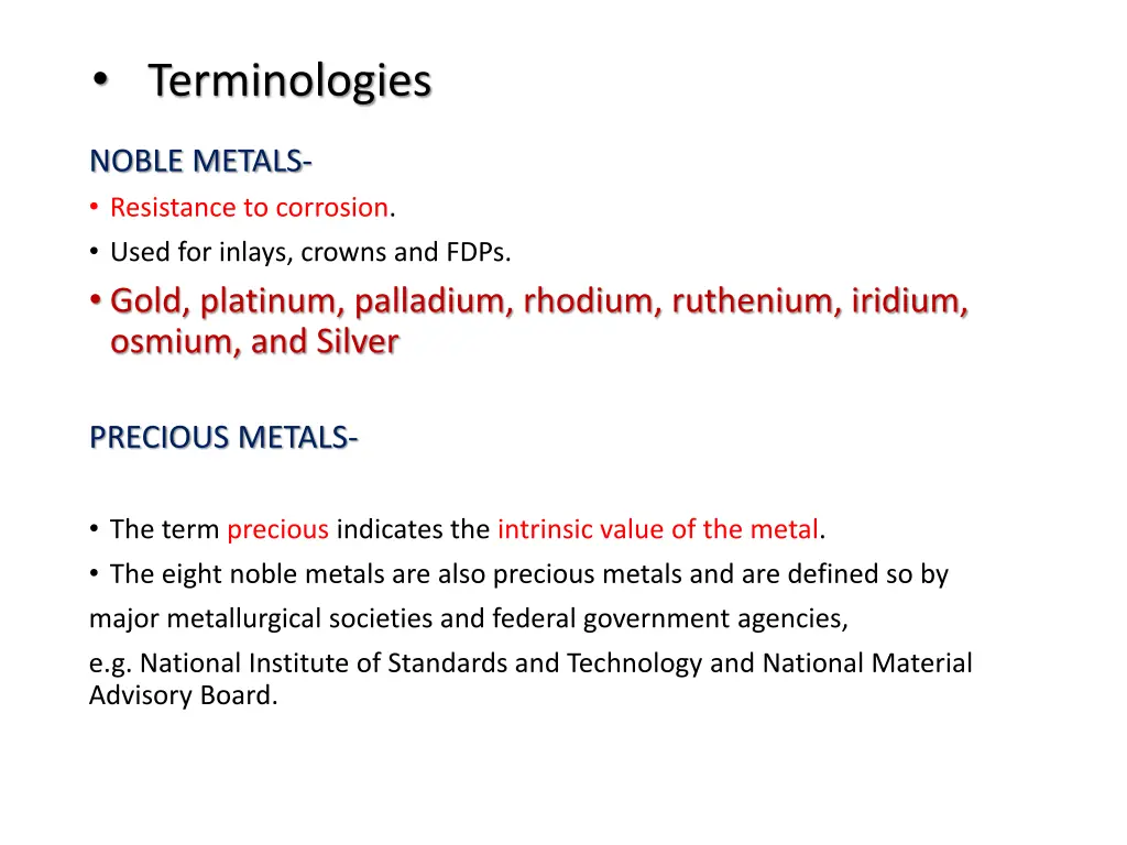 terminologies