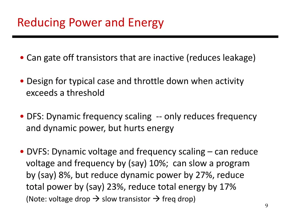 reducing power and energy