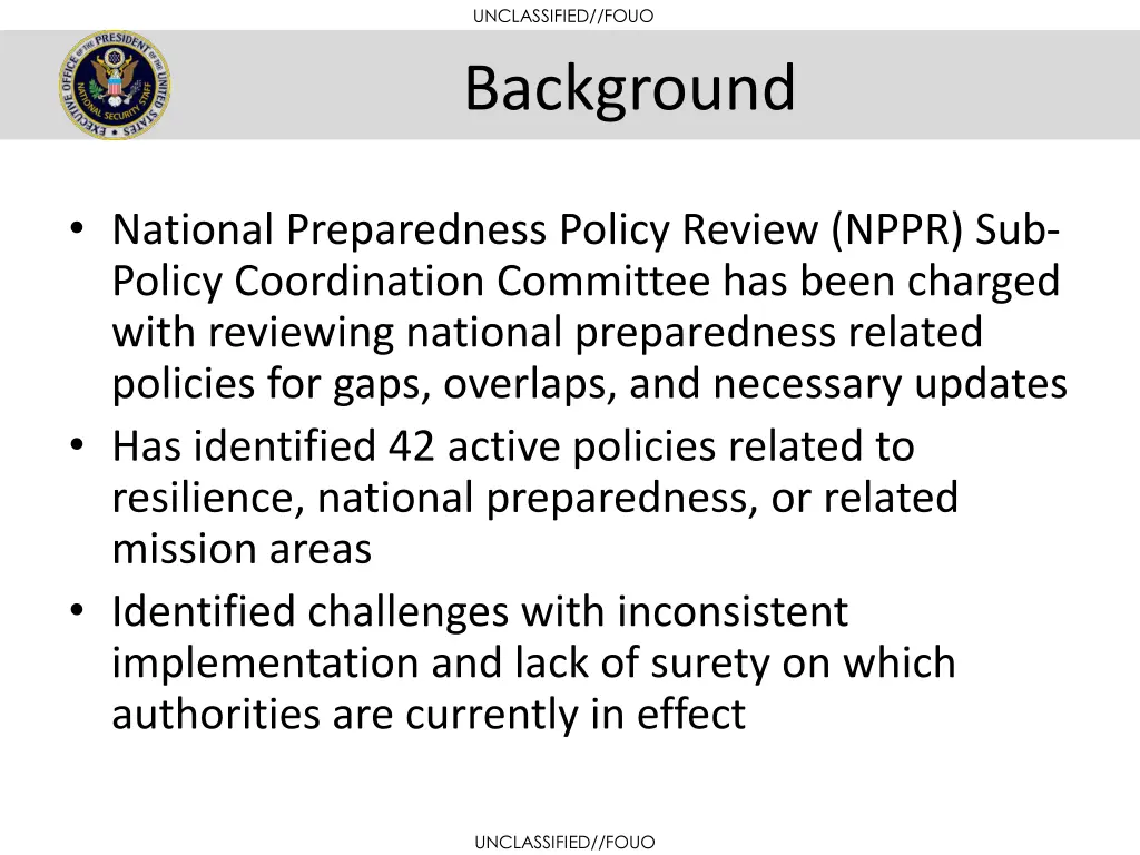 unclassified fouo background