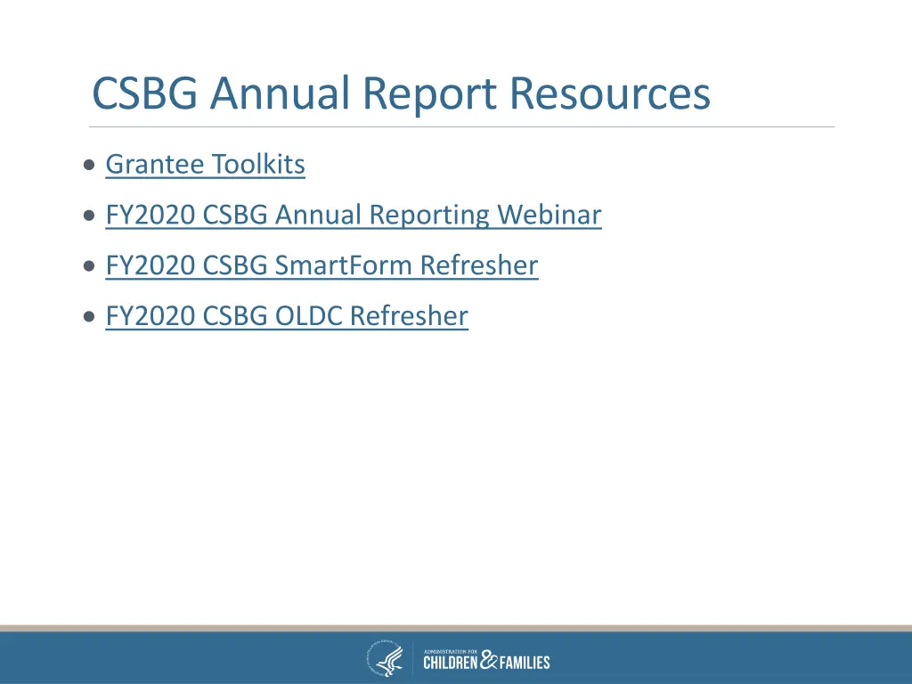 csbg annual report resources