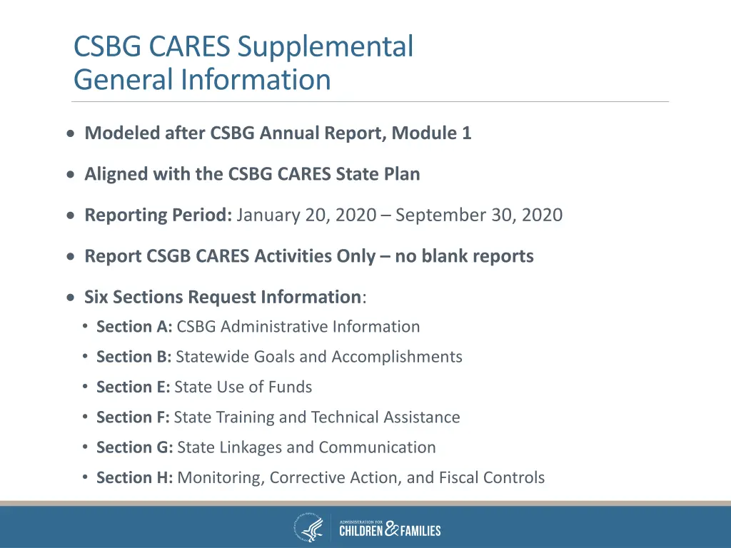 csbg cares supplemental general information