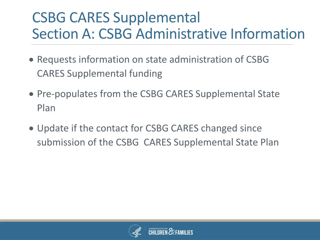 csbg cares supplemental section a csbg