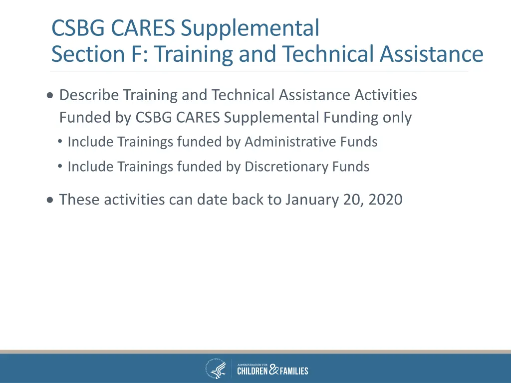 csbg cares supplemental section f training