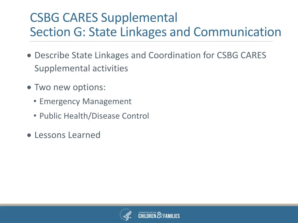 csbg cares supplemental section g state linkages