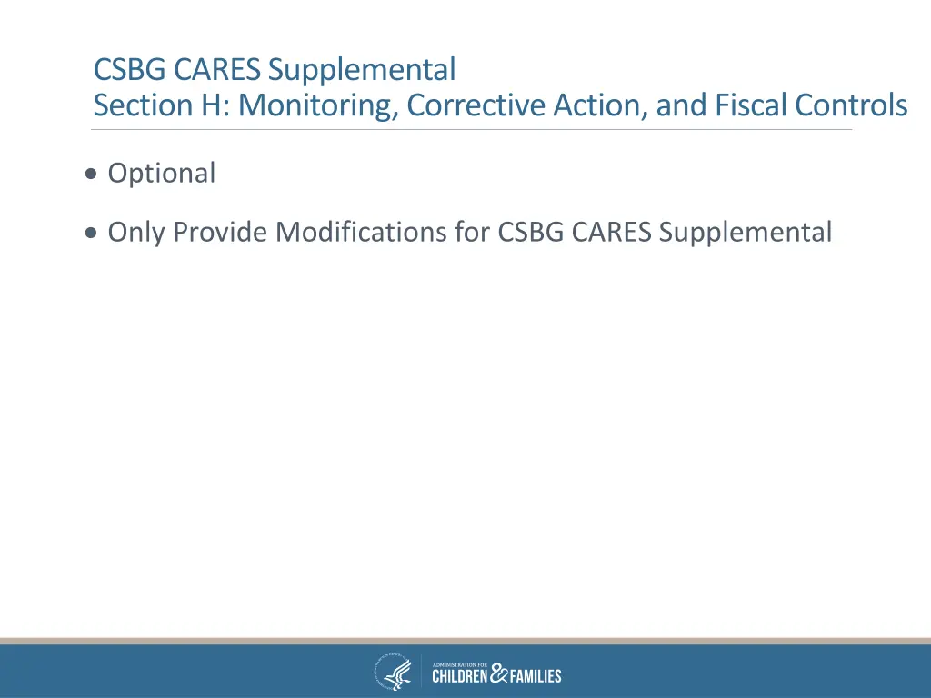 csbg cares supplemental section h monitoring