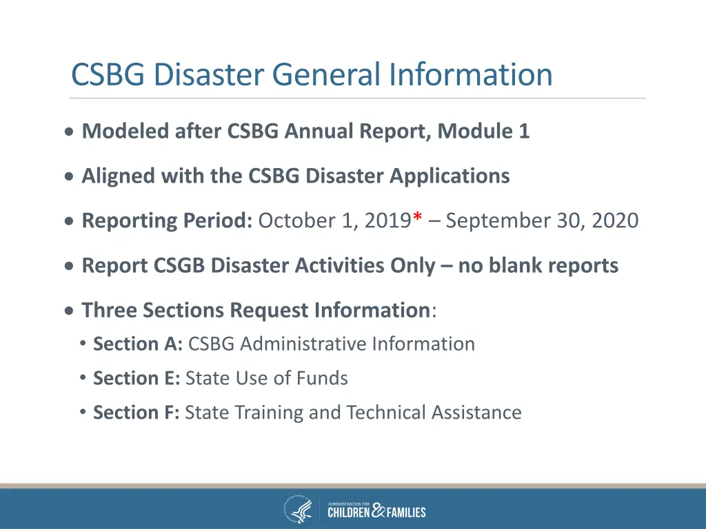csbg disaster general information