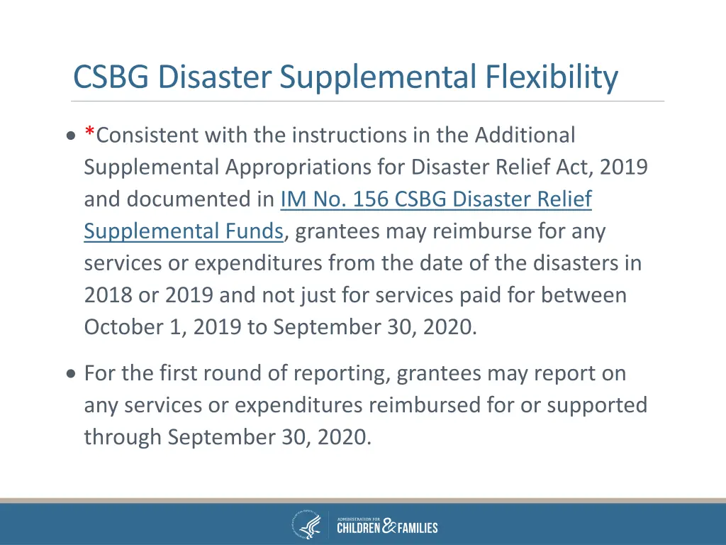 csbg disaster supplemental flexibility