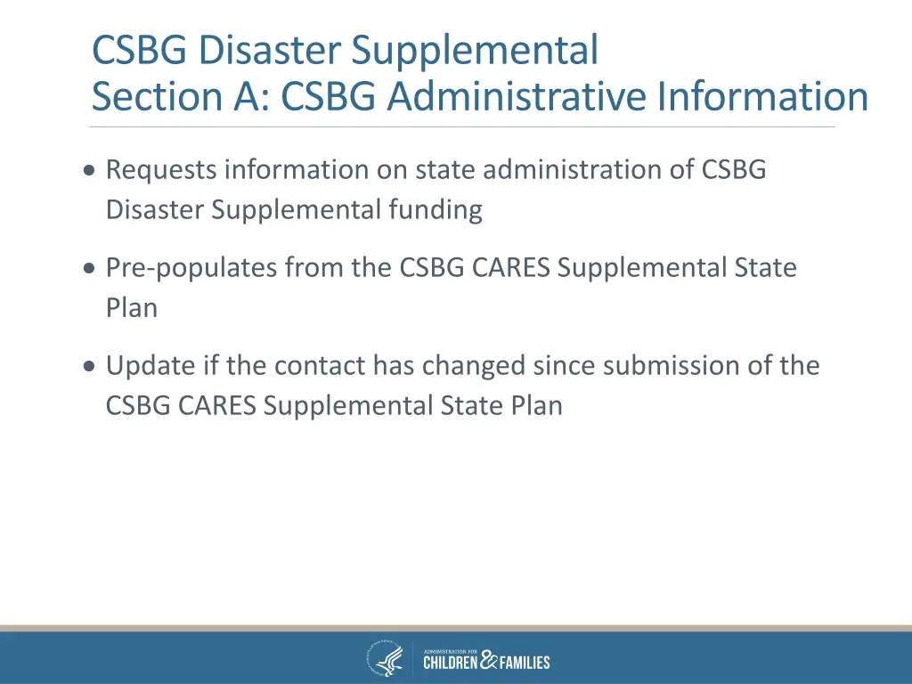 csbg disaster supplemental section a csbg