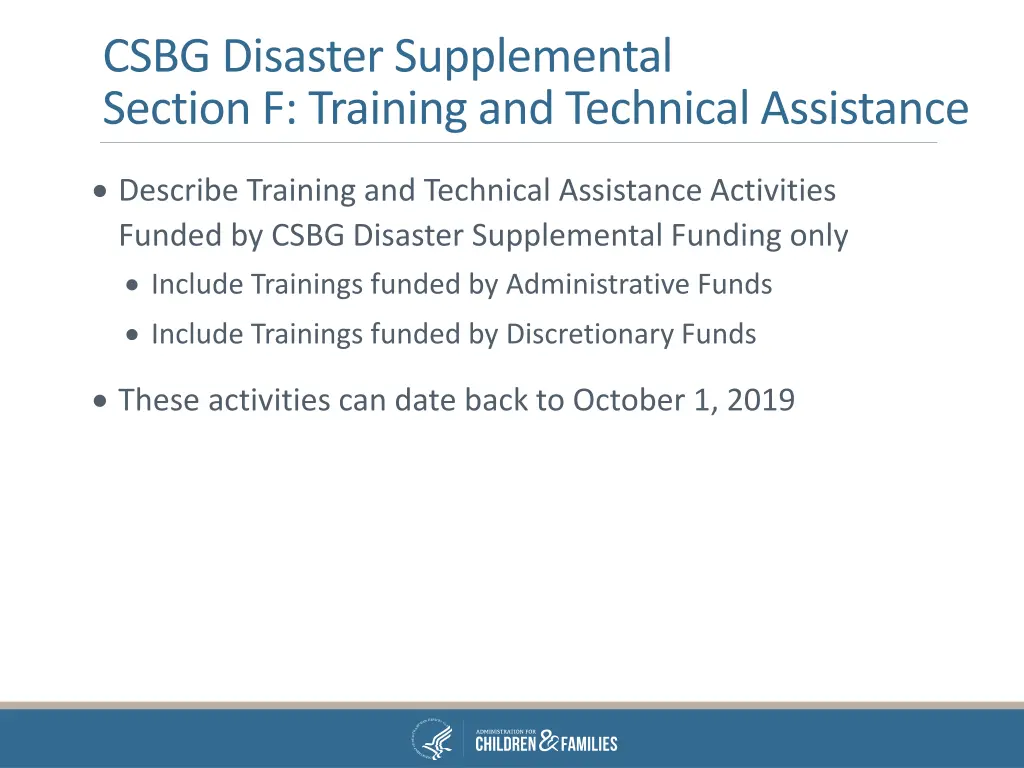 csbg disaster supplemental section f training
