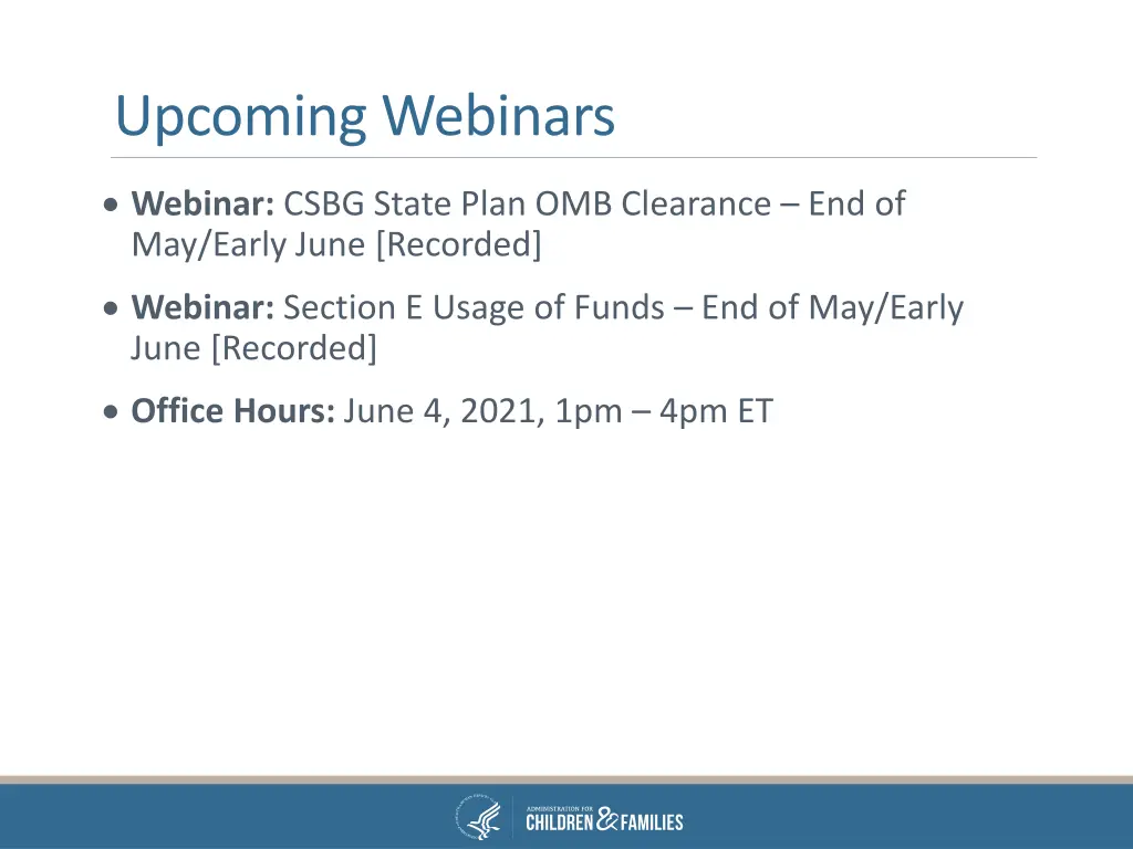 upcoming webinars
