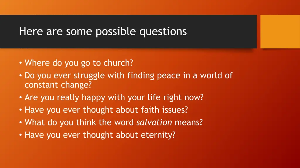 here are some possible questions 1