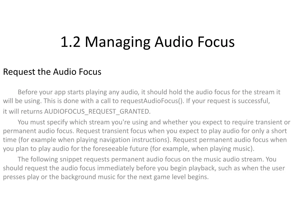 1 2 managing audio focus 1