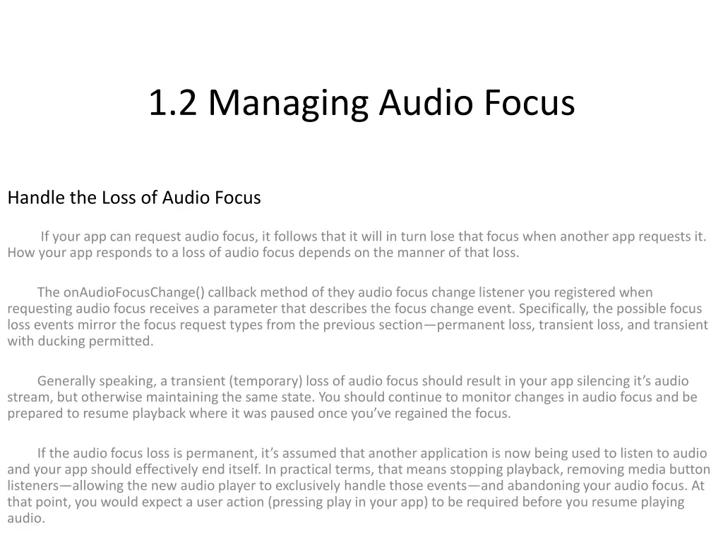 1 2 managing audio focus 4