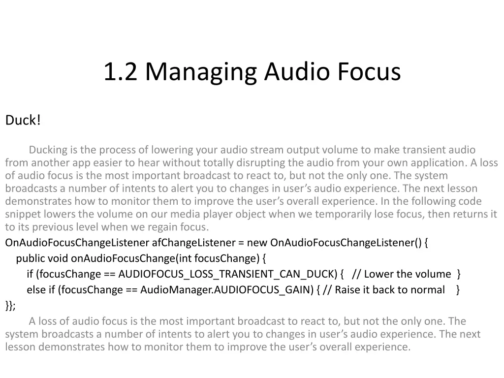 1 2 managing audio focus 6