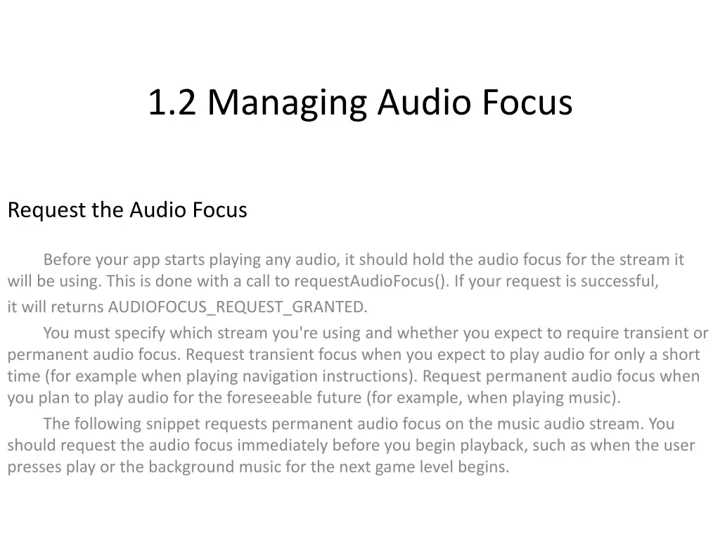 1 2 managing audio focus 7