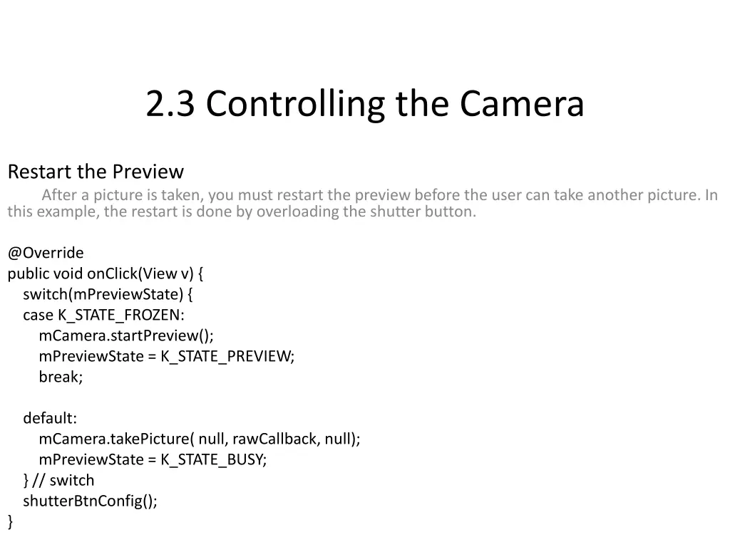 2 3 controlling the camera 10