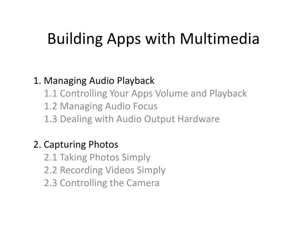 building apps with multimedia