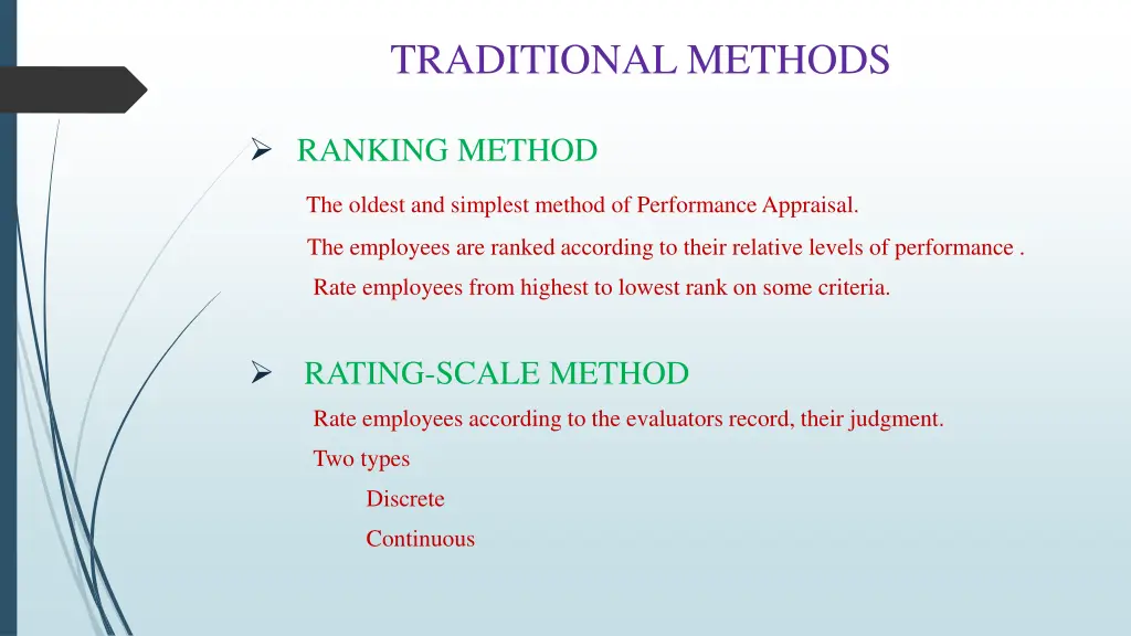 traditional methods