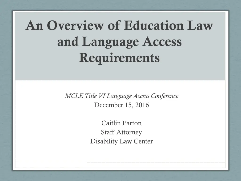 an overview of education law and language access