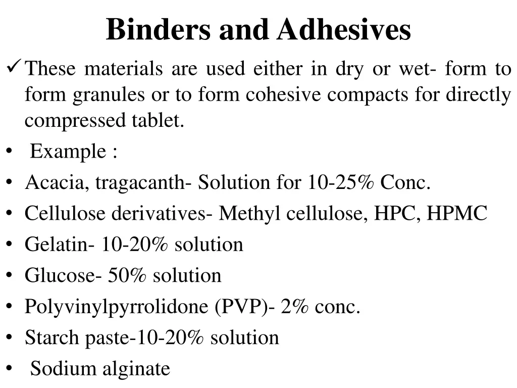 binders and adhesives these materials are used