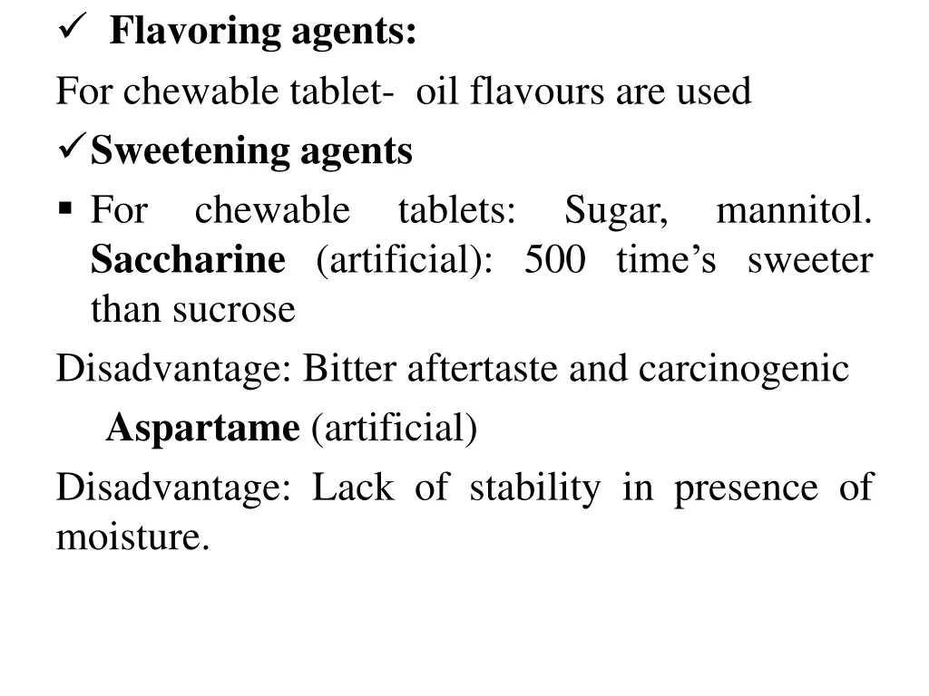 flavoring agents for chewable tablet oil flavours