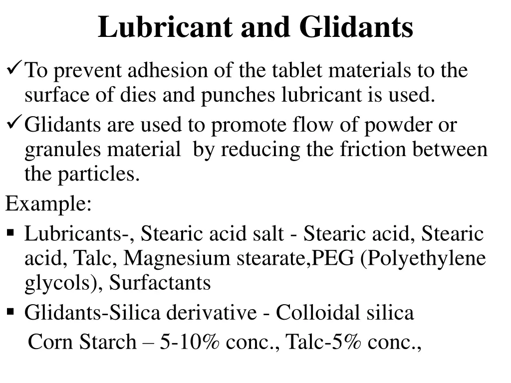 lubricant and glidants