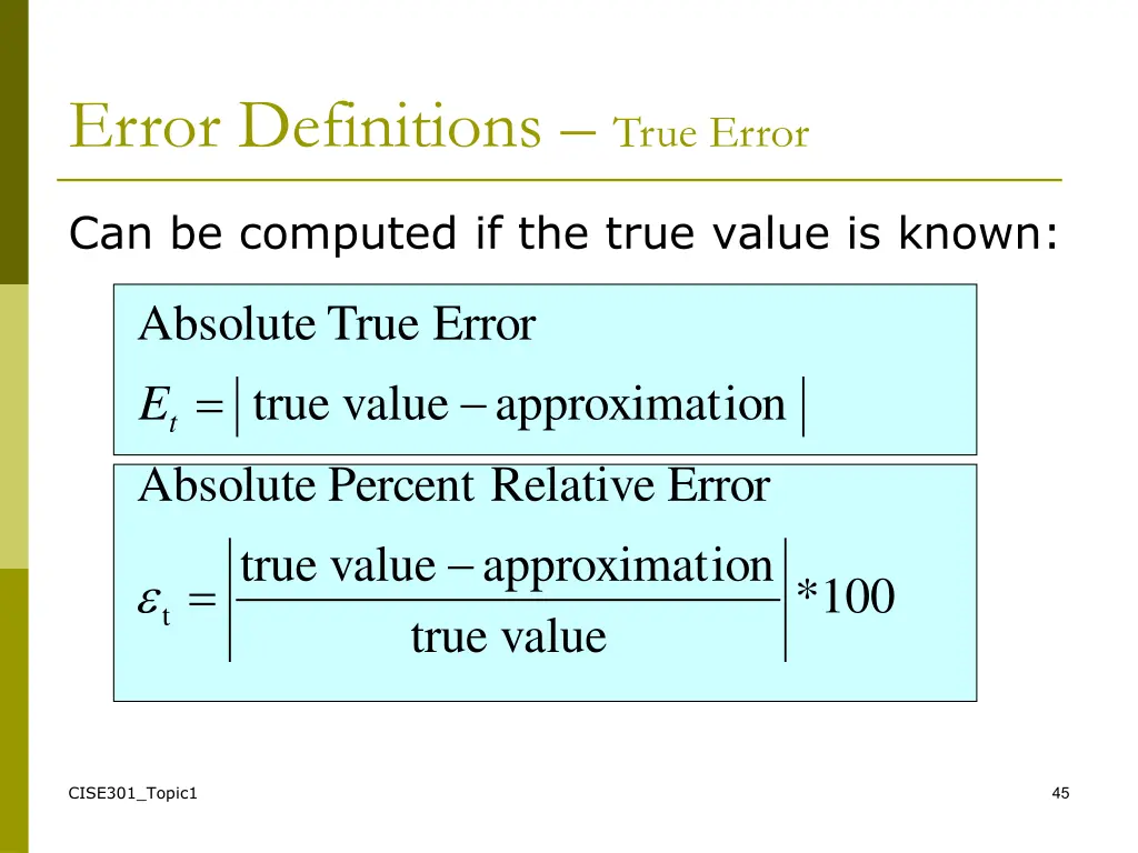 error definitions true error