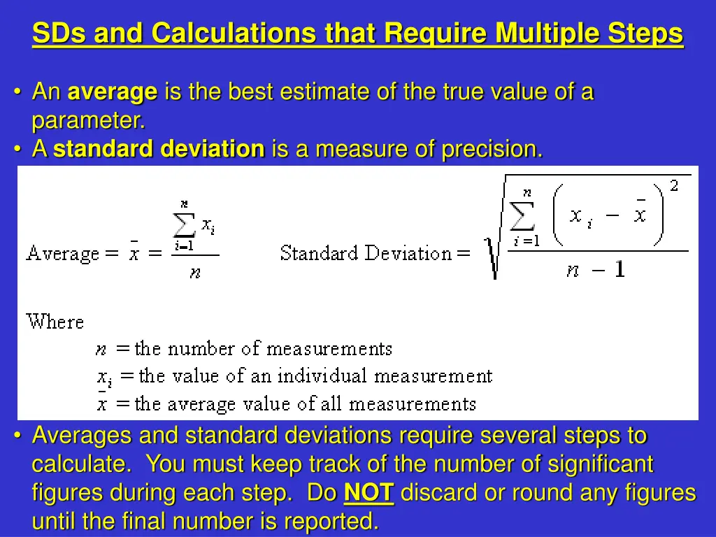 sds and calculations that require multiple steps