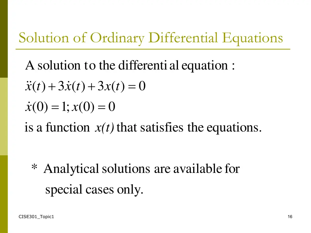 solution of ordinary differential equations