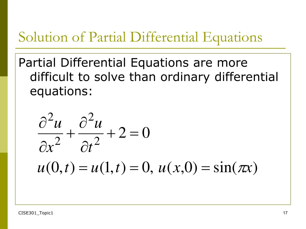solution of partial differential equations
