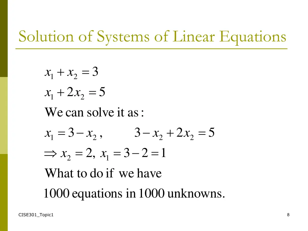 solution of systems of linear equations