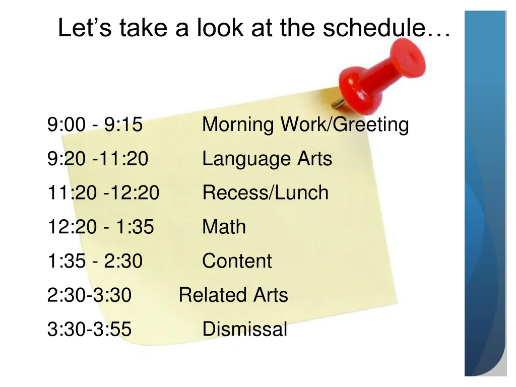 let s take a look at the schedule