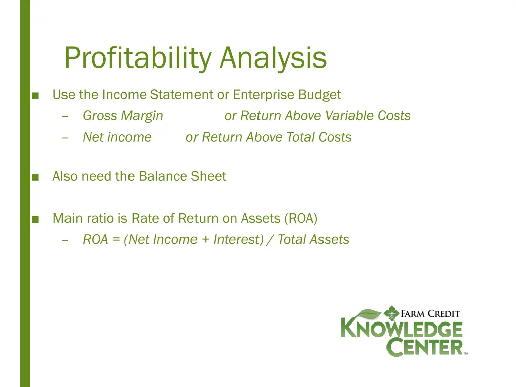 profitability analysis